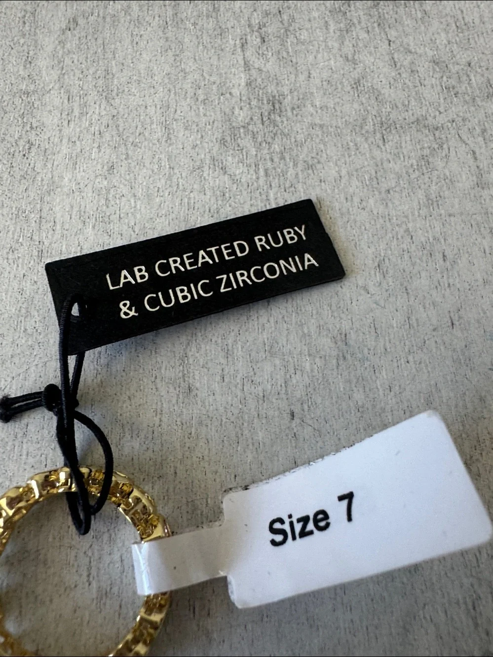 Unique Lab Created Ruby and CZ Gold plated Hearts Ring Sz. 7